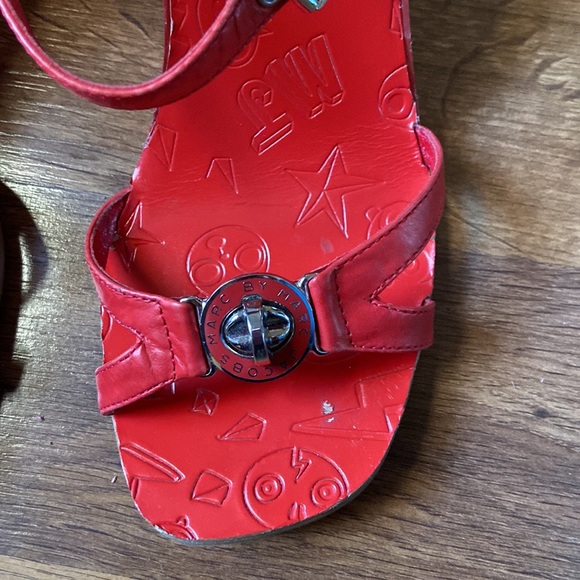 Marc Jacob Cherry Red Heeled Sandals with Turn Tab.(gentle use). - Picture 4 of 10